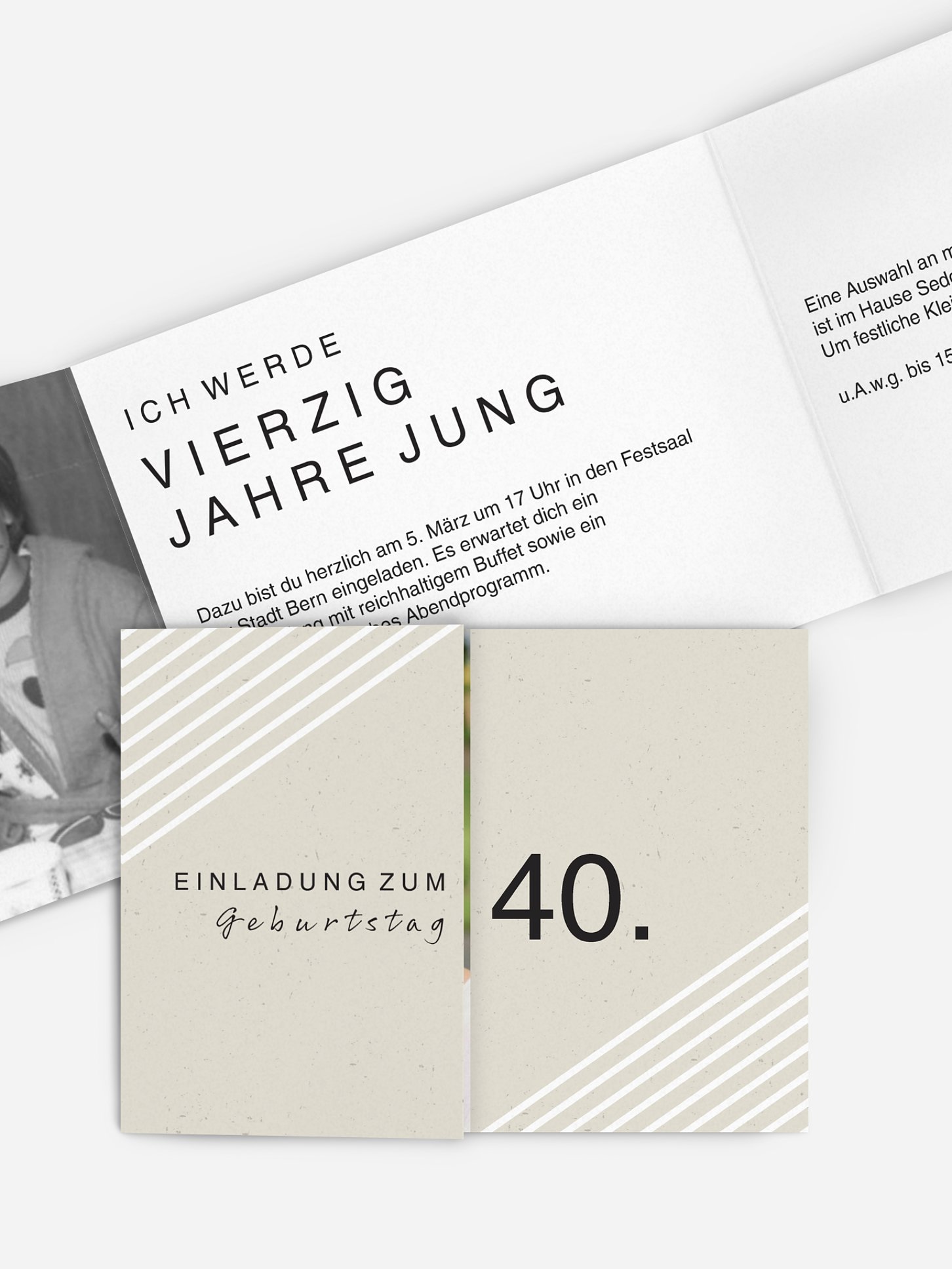 Einladung 40. Geburtstag Modern Lines