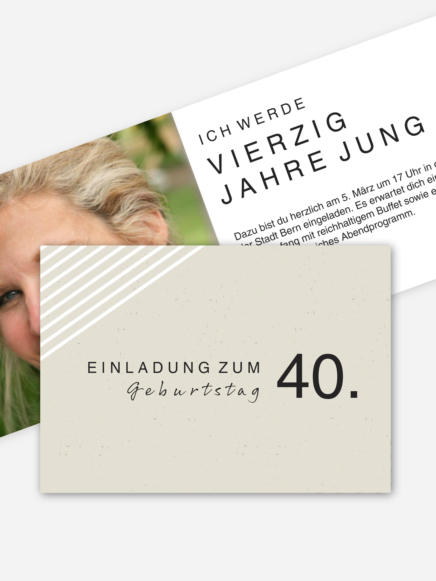 Einladung 40. Geburtstag Modern Lines