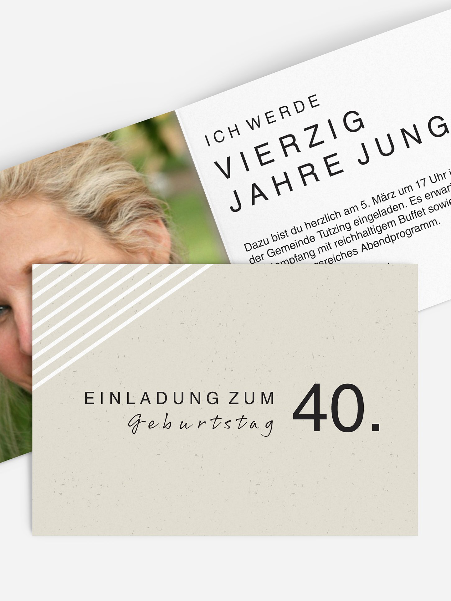 Einladung 40. Geburtstag Modern Lines