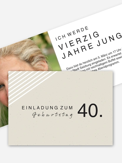 Einladung 40. Geburtstag Modern Lines