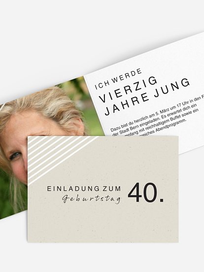 Einladung 40. Geburtstag Modern Lines
