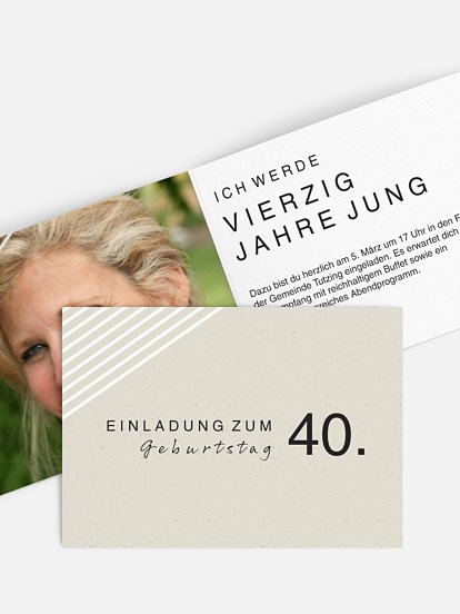 Einladung 40. Geburtstag Modern Lines