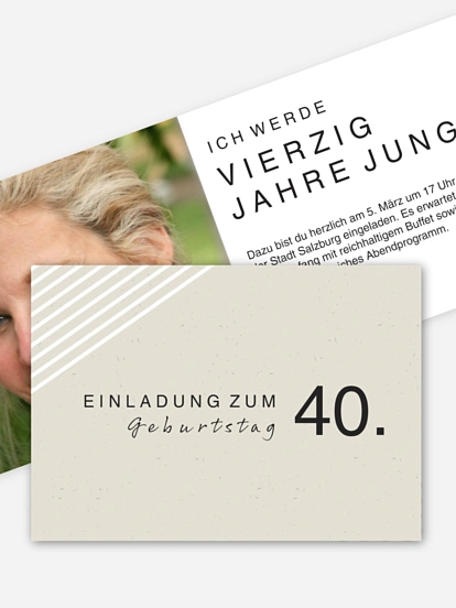Einladung 40. Geburtstag Modern Lines