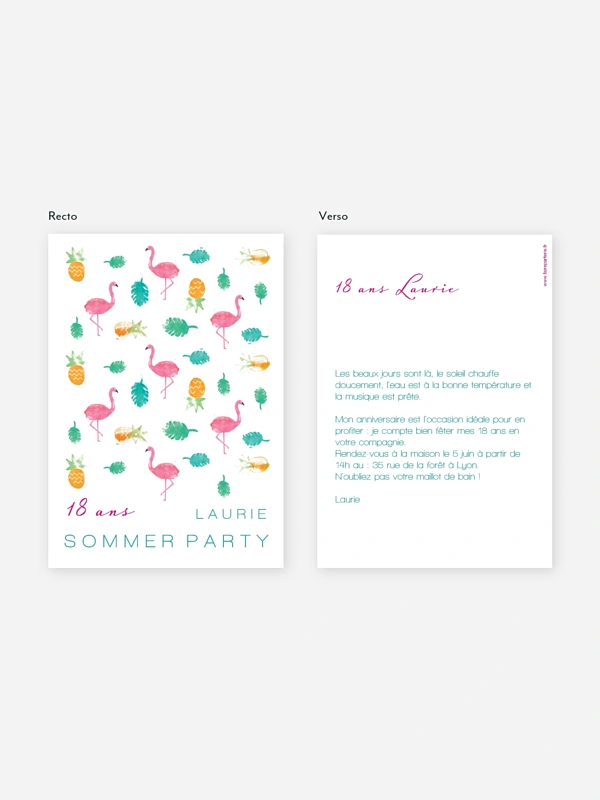 invitation anniversaire 18 Flamingo