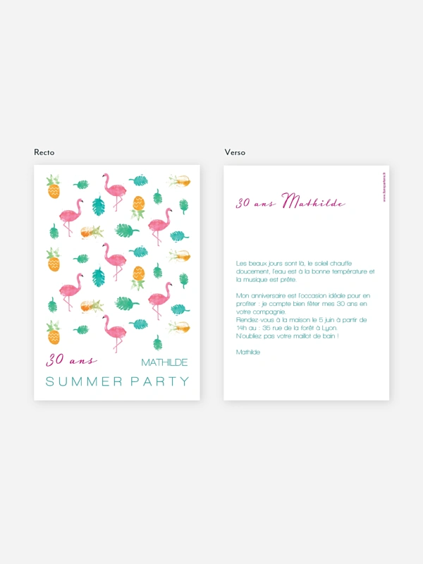 invitation anniversaire 30 Flamingo