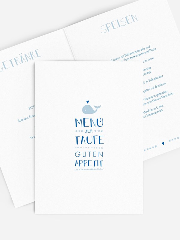 Menükarte Taufe Kleiner Wal