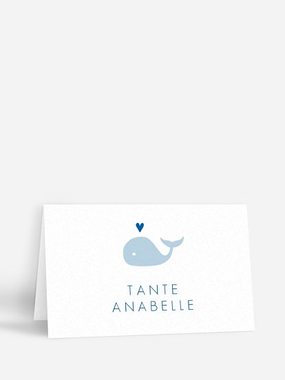 Tischkarte Taufe Kleiner Wal