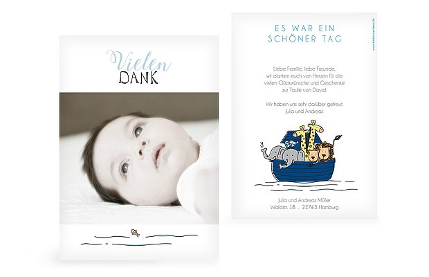 Danksagungskarten zur Taufe » Persönliche Danksagungen drucken