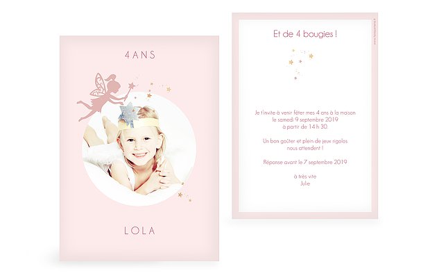 invitation anniversaire enfant Petite fée