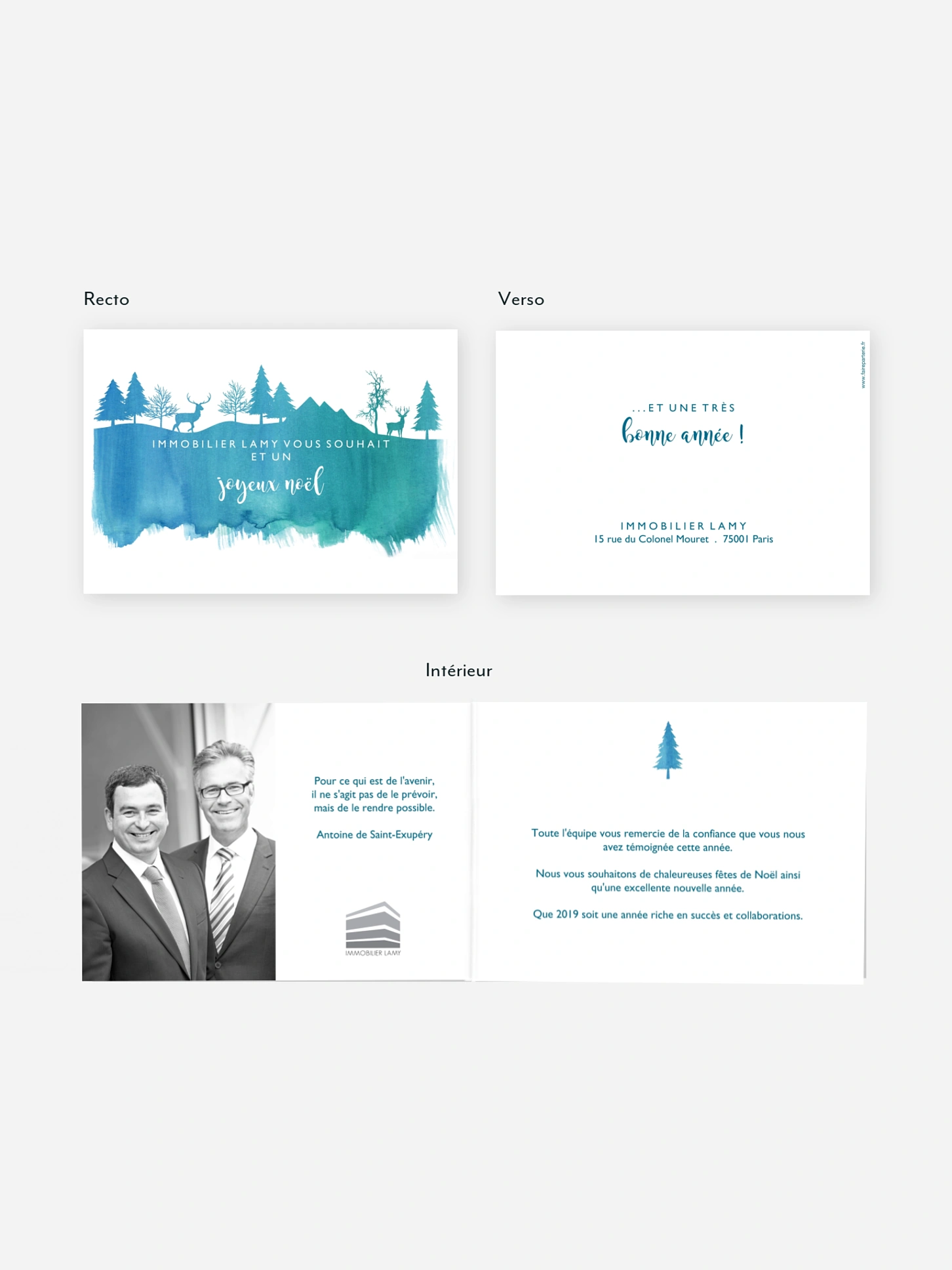 Carte de voeux entreprise Aquarelle d'hiver