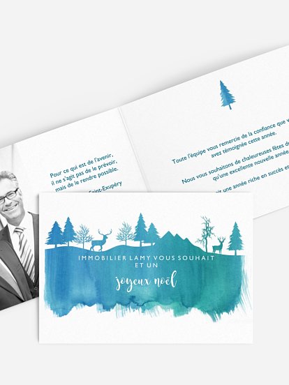 Carte de voeux entreprise Aquarelle d'hiver
