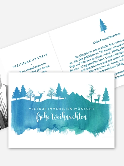 Geschäftliche Weihnachtskarte Winteraquarell