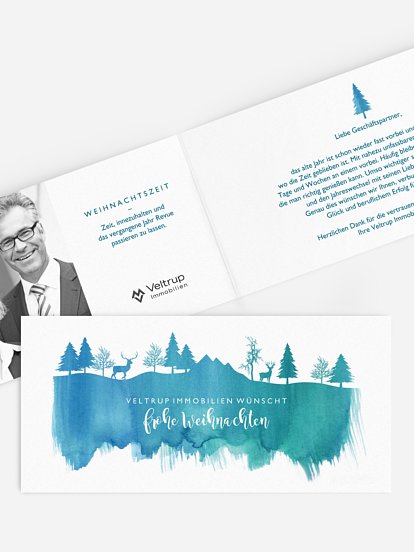 Geschäftliche Weihnachtskarte Winteraquarell