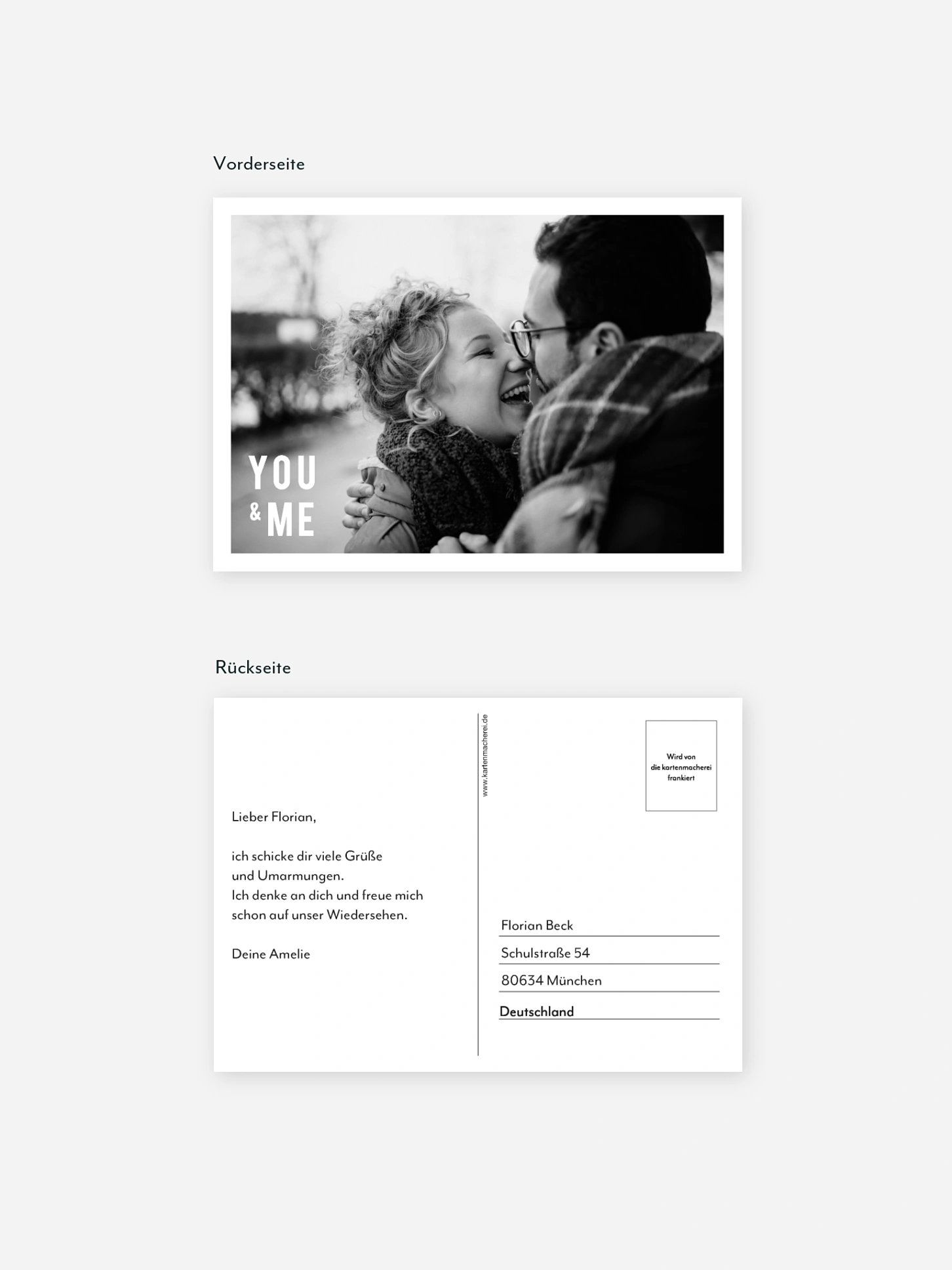Postkarte Direktversand You & Me