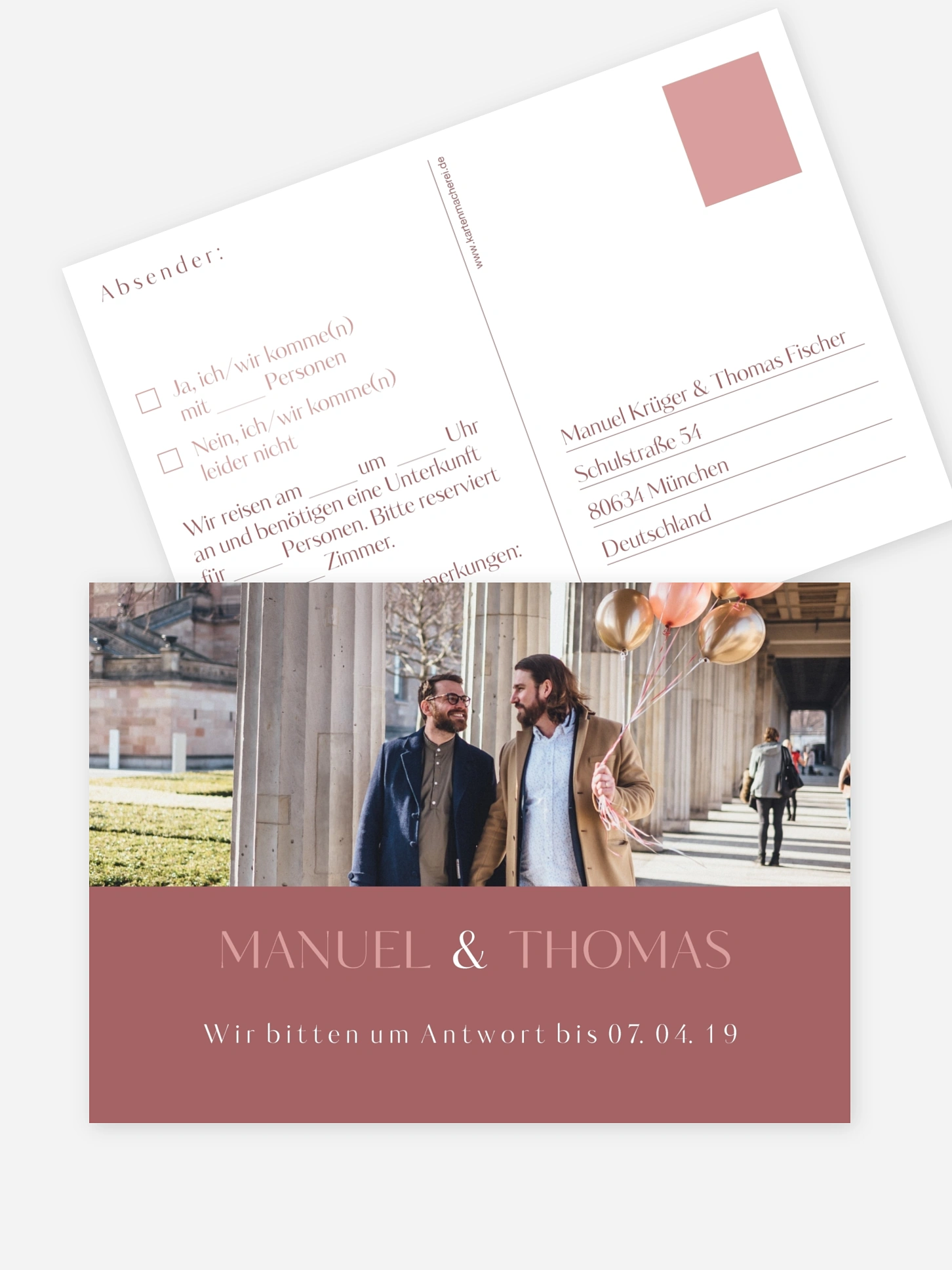 Antwortkarte Hochzeit Zweisam