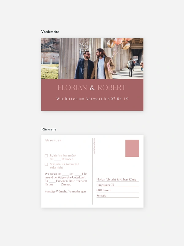 Antwortkarte Hochzeit Zweisam