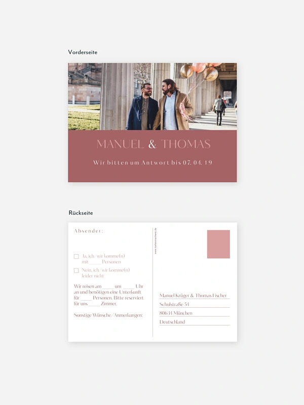 Antwortkarte Hochzeit Zweisam