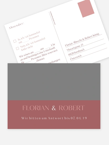 Antwortkarte Hochzeit Zweisam