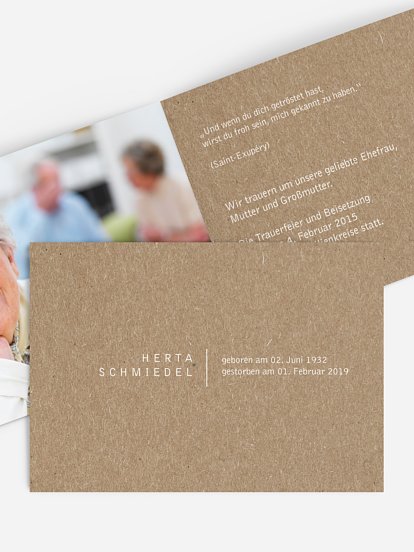 Trauerkarte Freiraum Kraftpapier