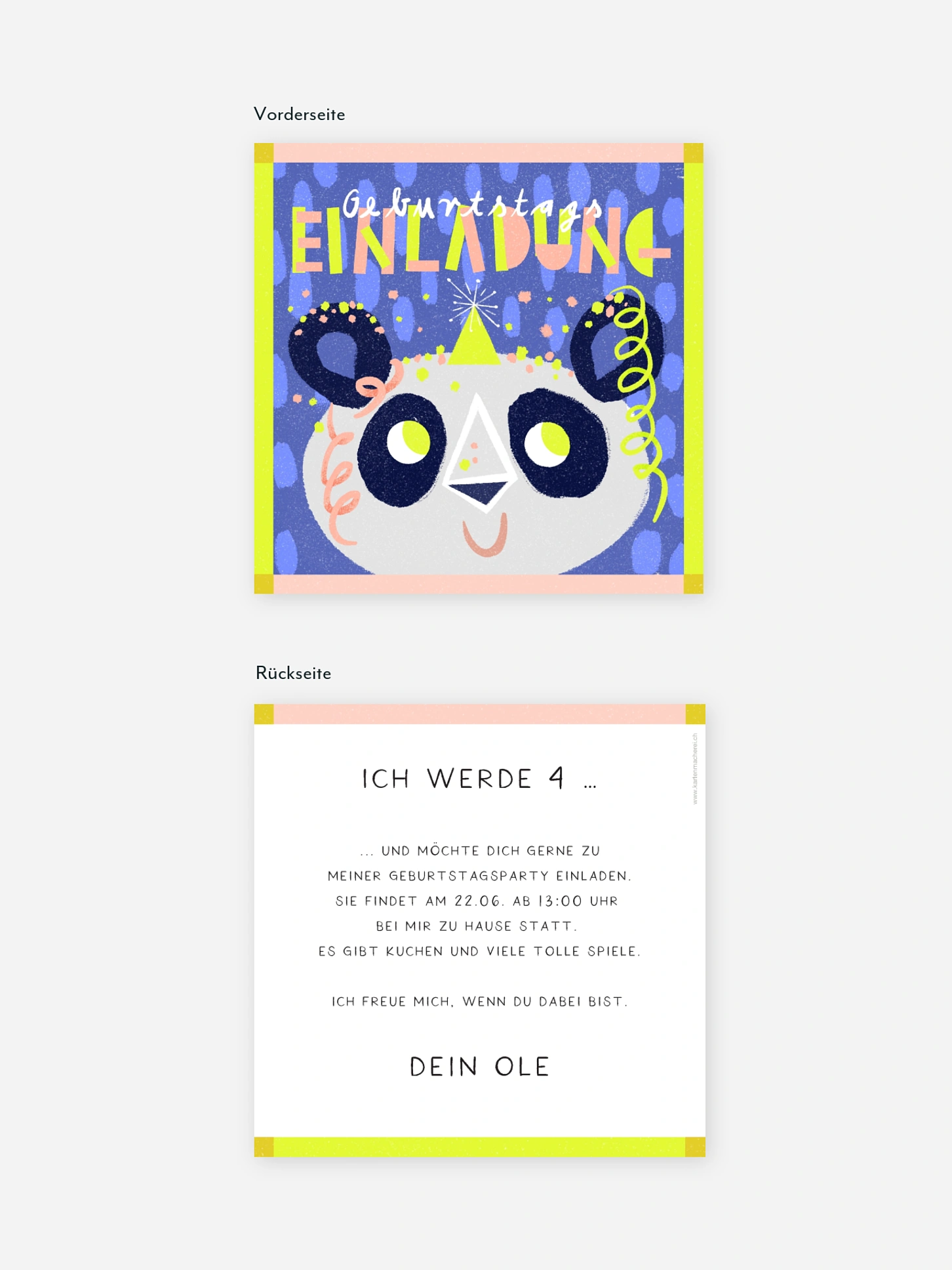 Kindergeburtstagseinladung Partimals