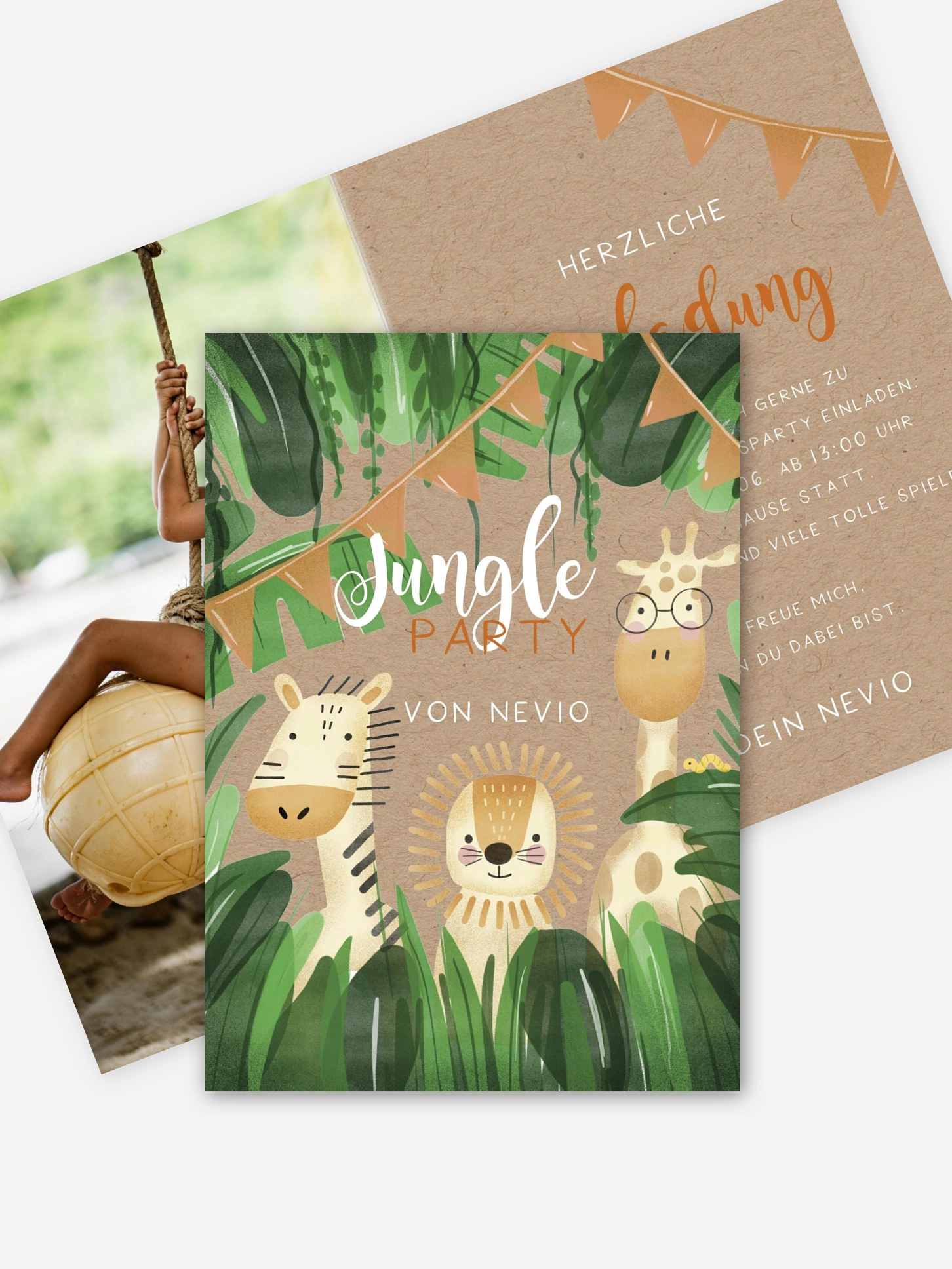 Kindergeburtstagseinladung Jungletrio