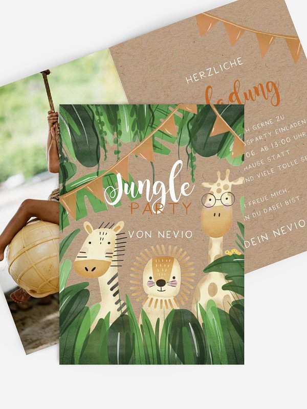 Kindergeburtstagseinladung Jungletrio