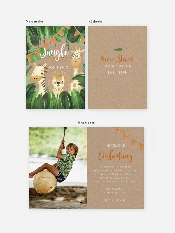 Kindergeburtstagseinladung Jungletrio