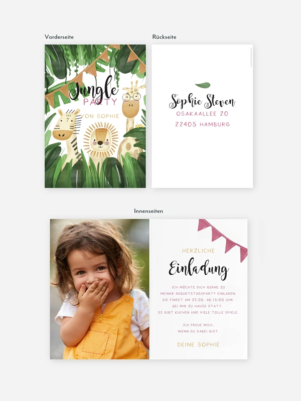 Kindergeburtstagseinladung Jungletrio