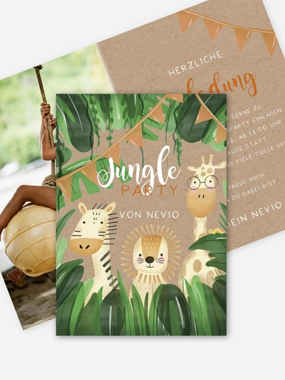 Kindergeburtstagseinladung Jungletrio