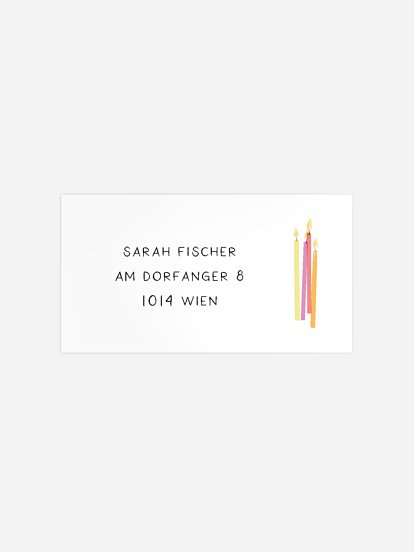 Empfängeraufkleber Geburtstag Birthday Candles