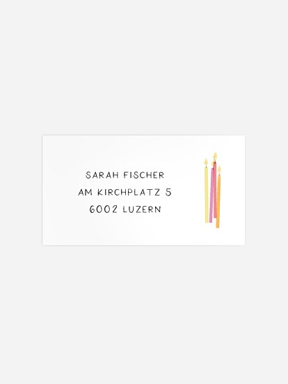 Empfängeraufkleber Geburtstag Birthday Candles