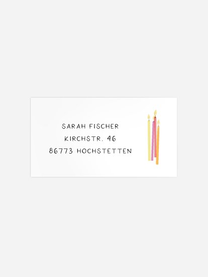 Empfängeraufkleber Geburtstag Birthday Candles