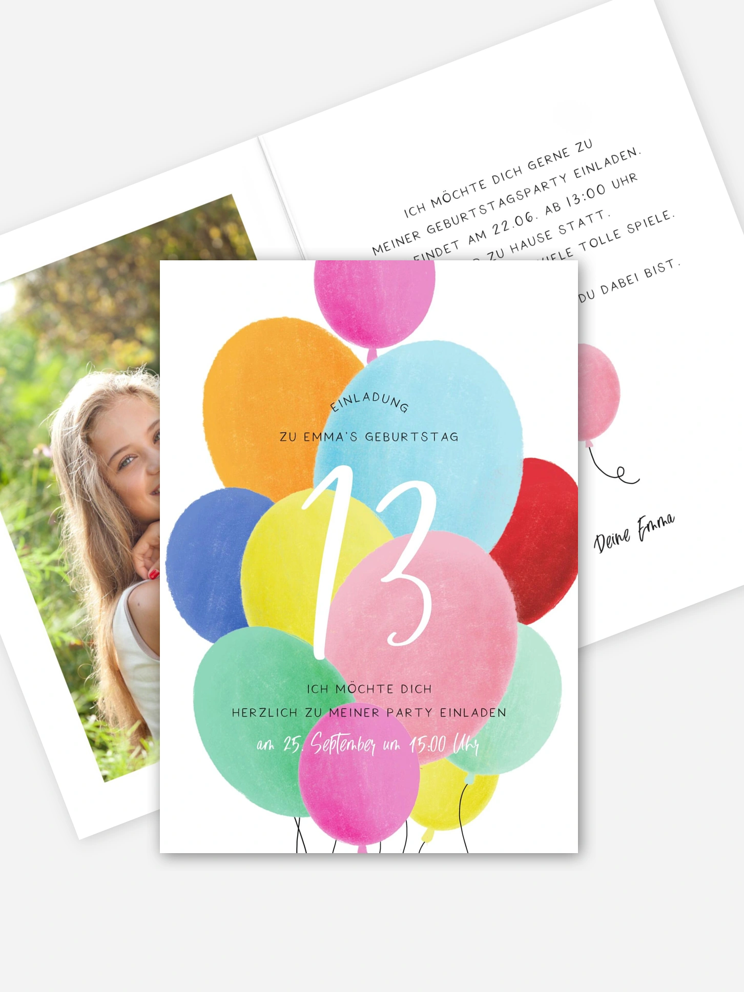 Kindergeburtstagseinladung Bunte Ballons
