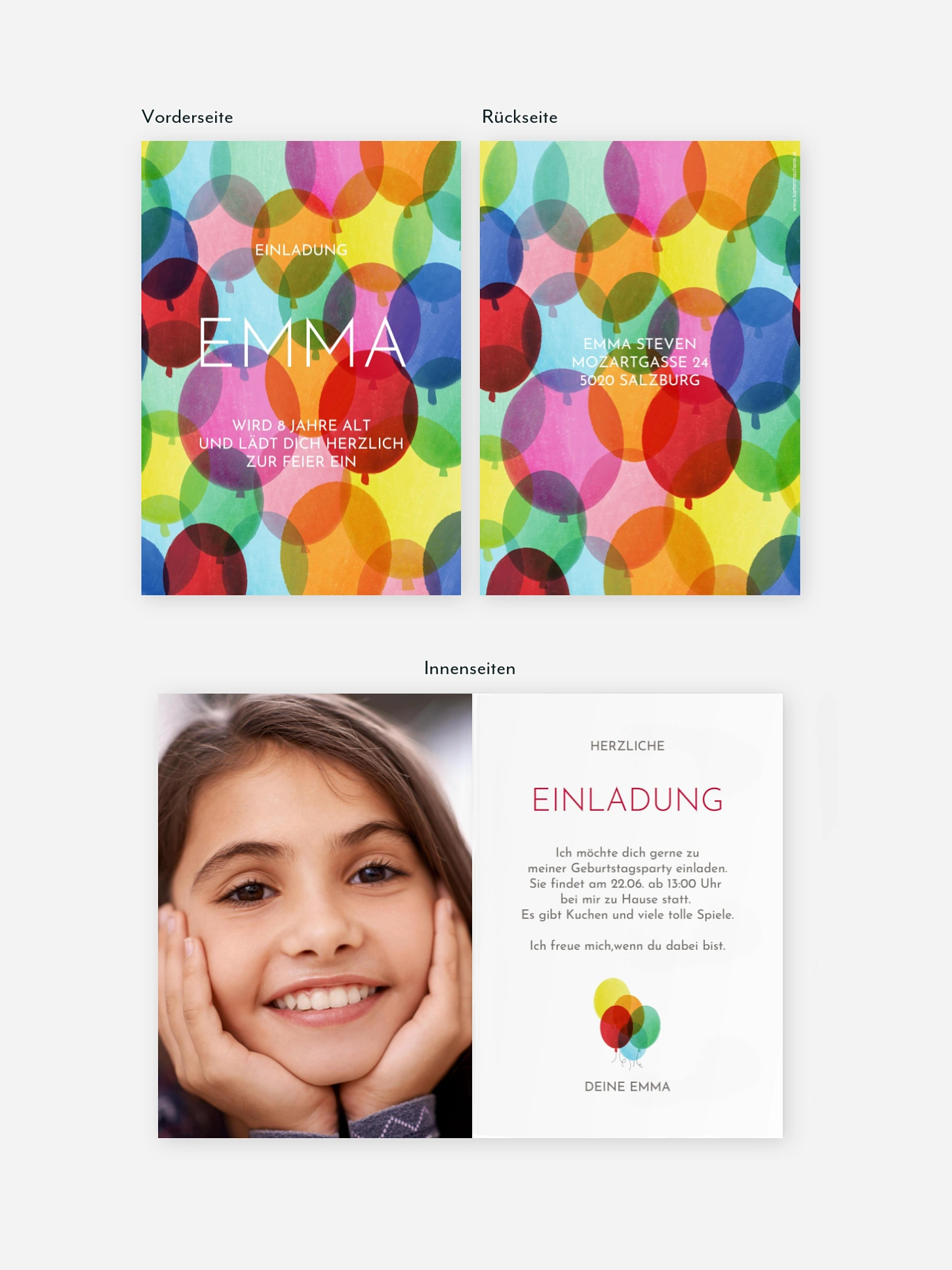 Kindergeburtstagseinladung Ballonparade