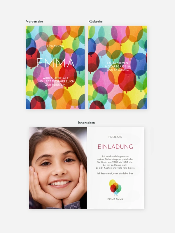 Kindergeburtstagseinladung Ballonparade