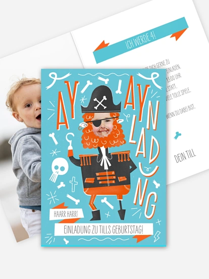 Kindergeburtstagseinladung AY AY Käptn