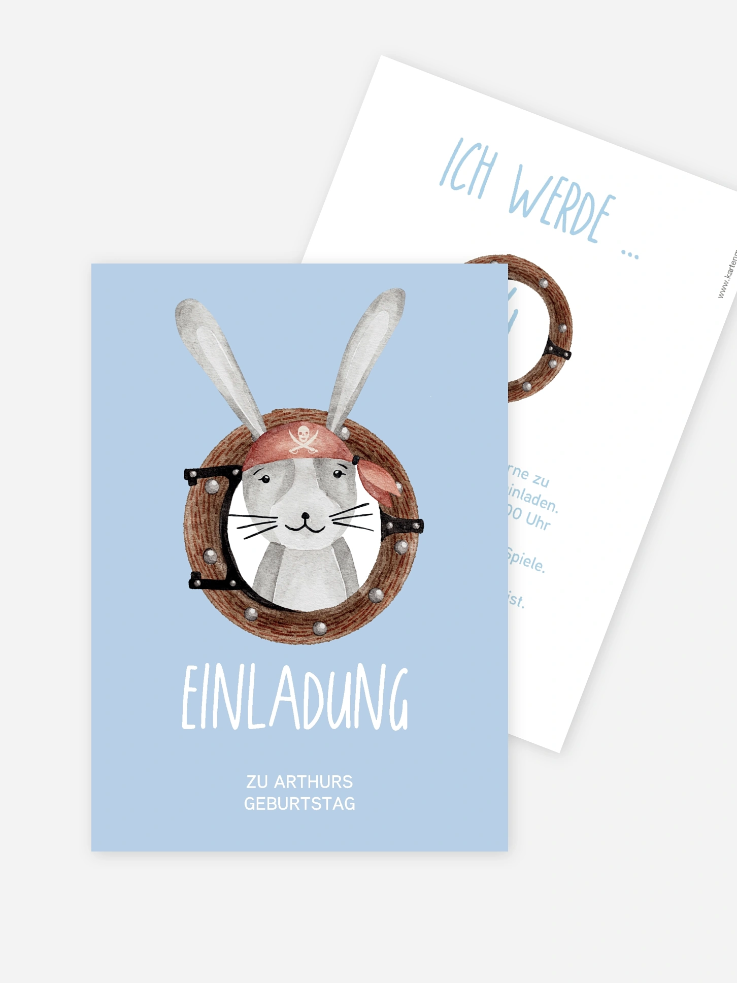 Kindergeburtstagseinladung Pirate Bunny