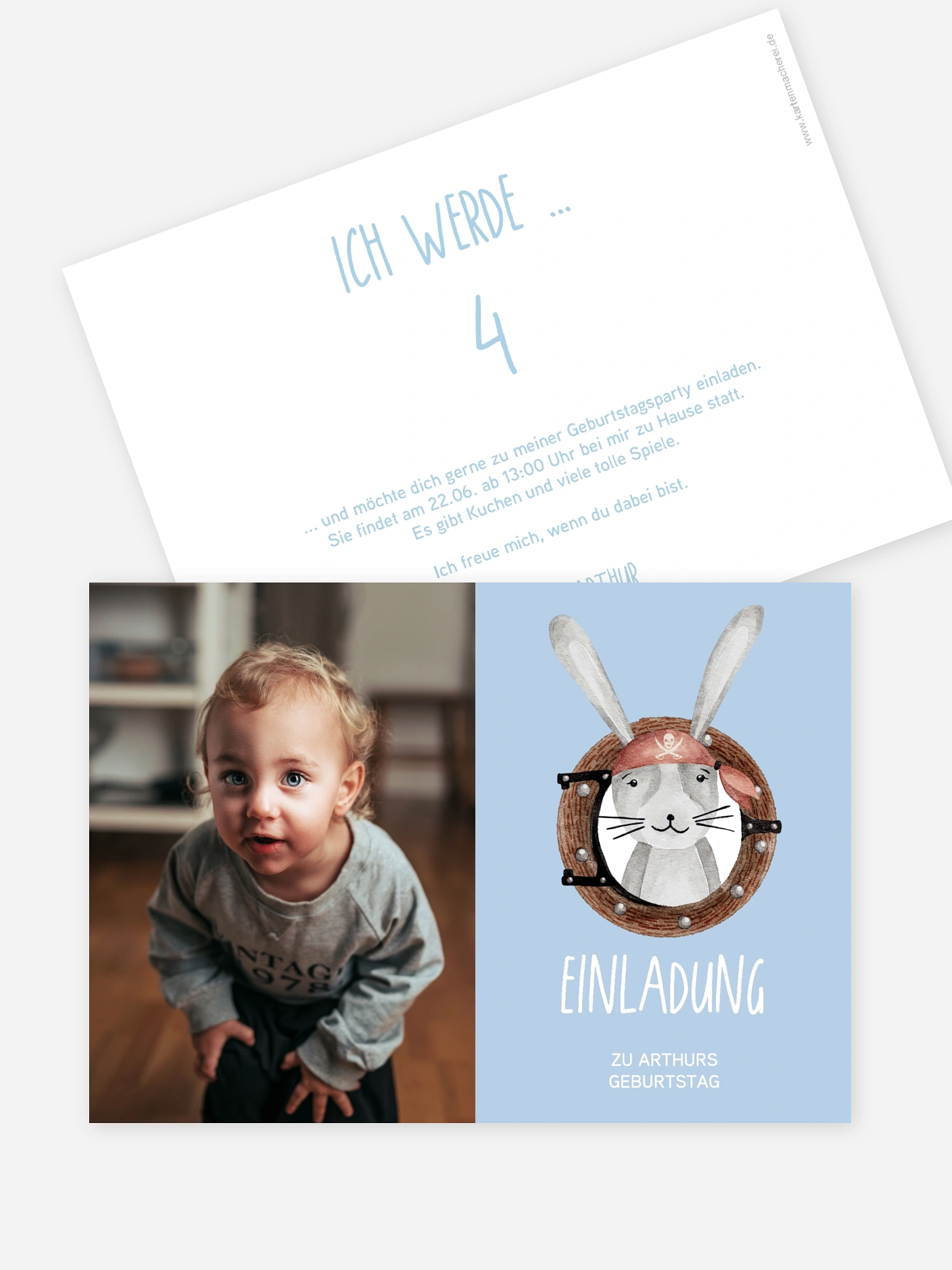 Kindergeburtstagseinladung Pirate Bunny