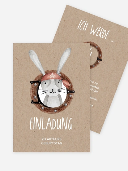 Kindergeburtstagseinladung Pirate Bunny
