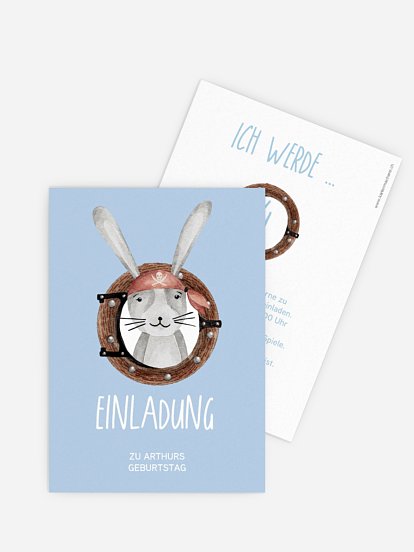 Kindergeburtstagseinladung Pirate Bunny