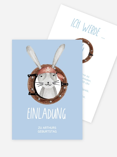 Kindergeburtstagseinladung Pirate Bunny