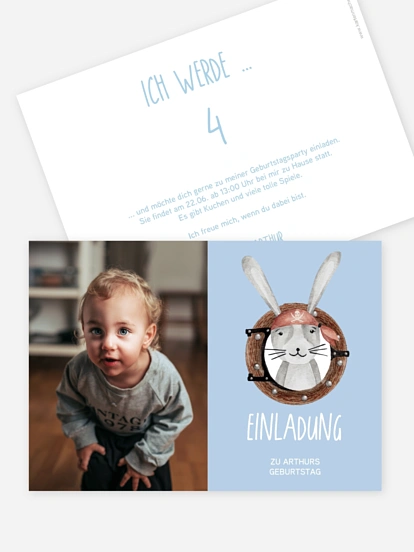 Kindergeburtstagseinladung Pirate Bunny