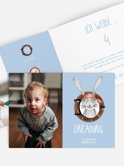 Kindergeburtstagseinladung Pirate Bunny