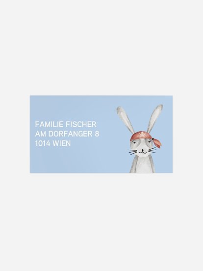 Empfängeraufkleber Geburtstag Pirate Bunny