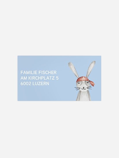 Empfängeraufkleber Geburtstag Pirate Bunny