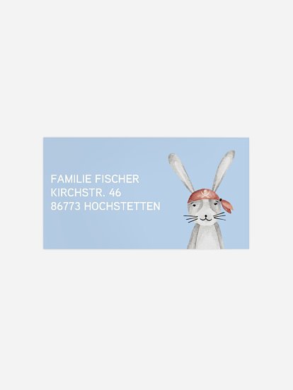 Empfängeraufkleber Geburtstag Pirate Bunny