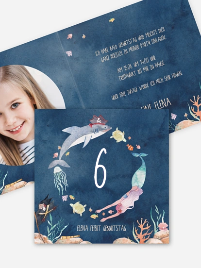 Kindergeburtstagseinladung Mermaids and Pirates