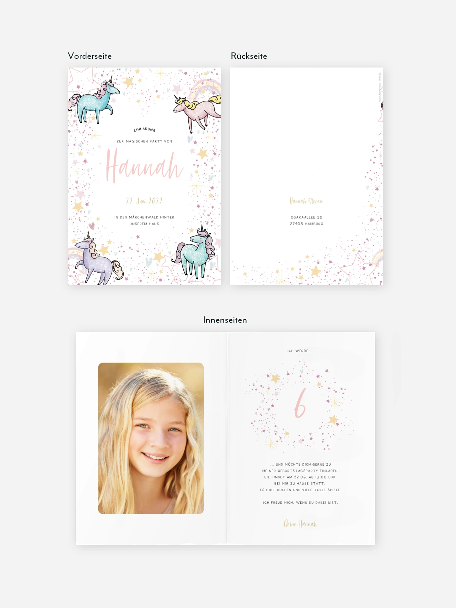Kindergeburtstagseinladung Magical Unicorn