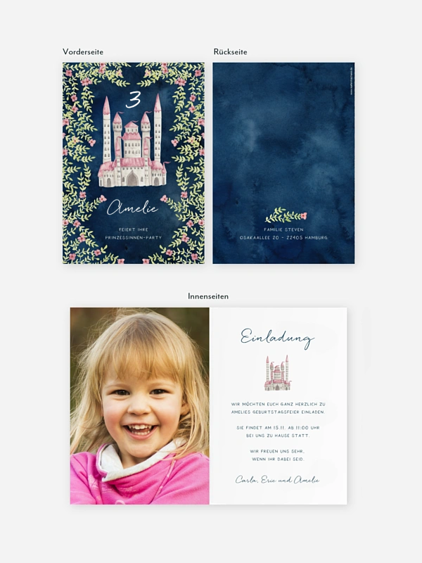 Kindergeburtstagseinladung Märchenschloss