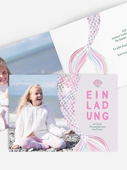 Kindergeburtstagseinladung Meerjungfrau